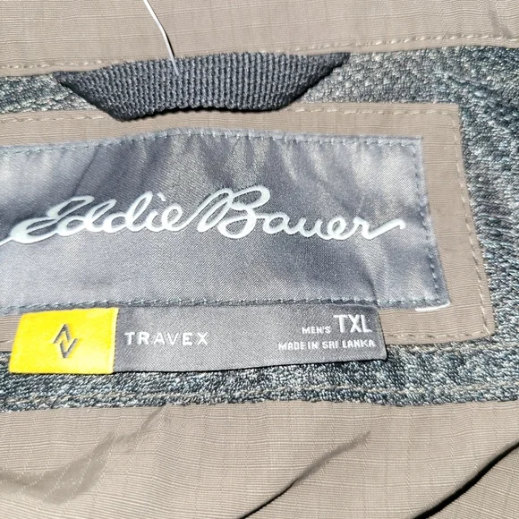 Eddie Bauer Travex Soft Shell Water Resistant Rain Jacket Brown Mens's Sz TXL - Picture 4 of 4